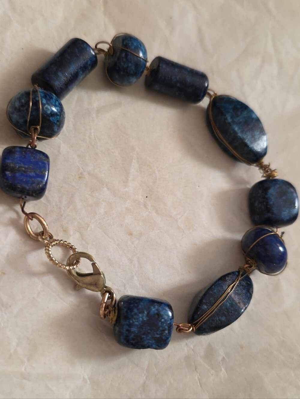 Cleared Hand-polished  (Me) Wrapped Deep Blue Indigo AA Semi-precious Men's